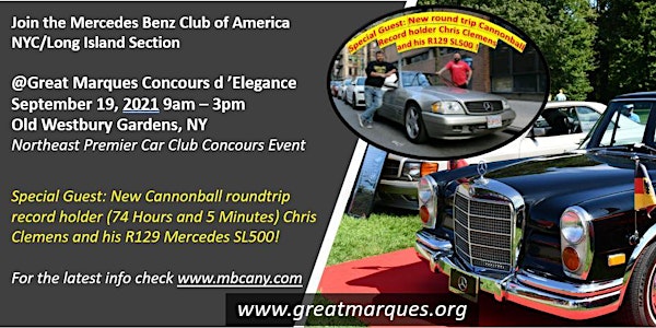 Great Marques Concours d'Elegance 2021 MBCA NYC LI
