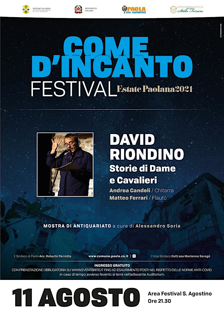 
		Immagine Come d'incanto Festival-DAVID RIONDINO IN STORIE D
