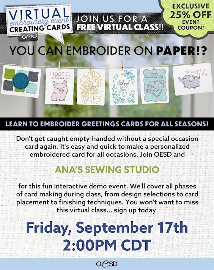 Ana's Sewing Studio Virtual Embroidery Event image