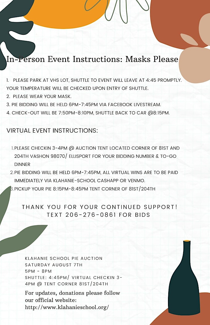 Klahanie School 2021 In-Person & Virtual Pie Auction Scholarship Fundraiser image