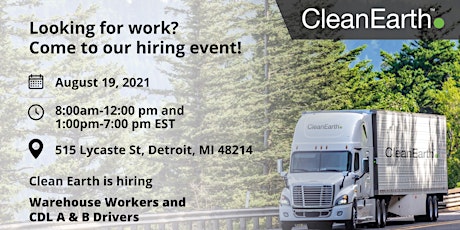 Clean Earth Hiring Event Dec 6th & 7th primary image