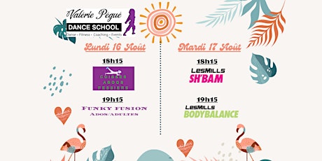 Réservations Cours de Danse et Fitness les 16 et 17 Aout 2021