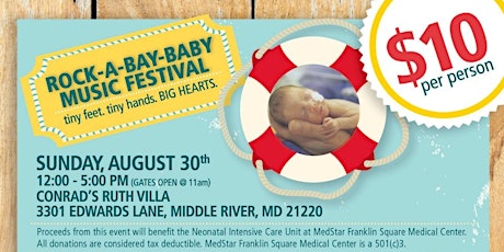 ROCK-A-BAY-BABY Waterfront Music Festival "8/30 - Sunday - Funday" (Neonatal (NICU) at MedStar Franklin Square) primary image