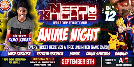 ANIME Night & Cosplay Karaoke Party at Dave & Buster's primary image