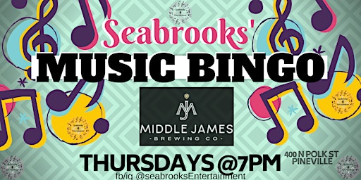 Seabrooks Music Bingo-FORE! sure a HOLE-IN-ONE FAMILY FUN EVENT!THURS-7PM primary image