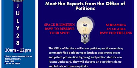 USPTO Meet the Experts - Office of Petitions Seminar primary image