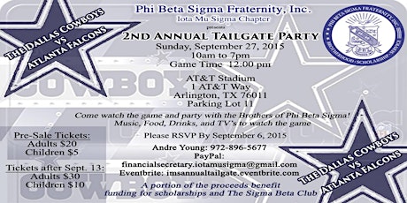 IOTA MU SIGMA ANNUAL TAILGATE PARTY primary image