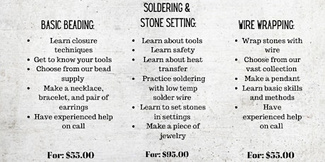 Jewelry Making Class - Soldering & Stone Setting tickets