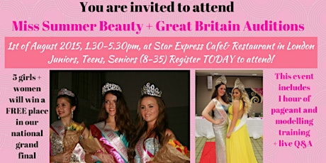 Miss Summer Beauty UK and Great Britain Auditions primary image