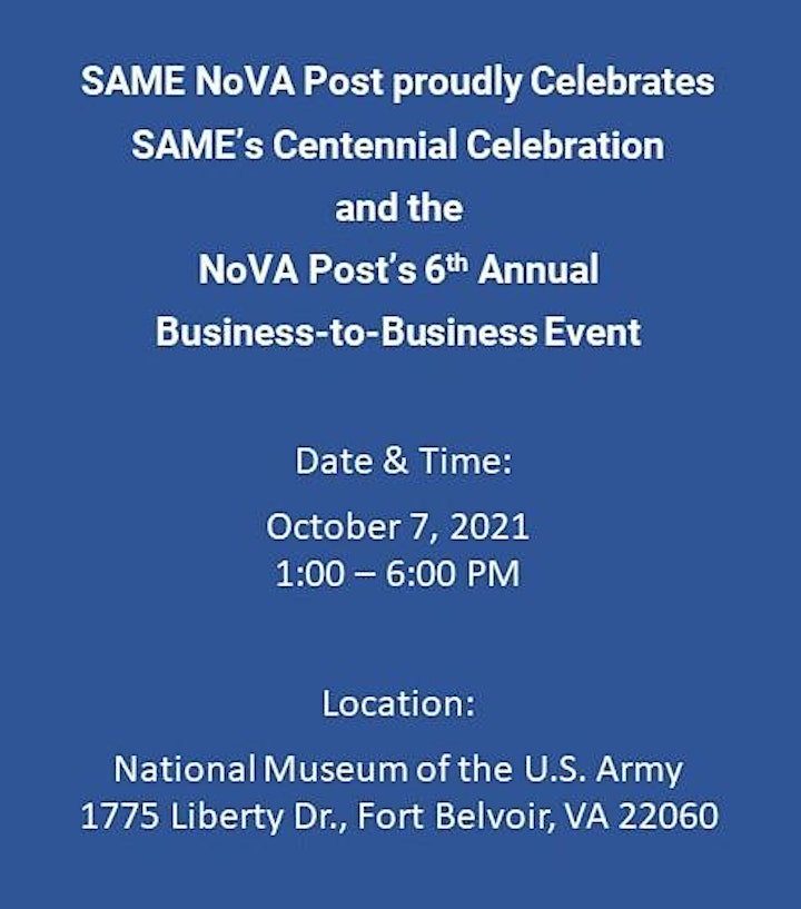  SAME NoVA Post Centennial Celebration and 6th Annual B2B Event image 