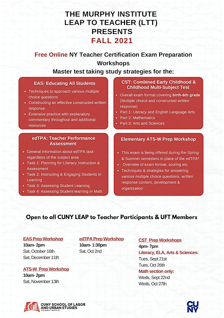 Free Virtual NY Teacher Certification Exam Preparation Workshops image