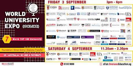 World University Expo (Online) Fri 3 & Sat 4 Sep