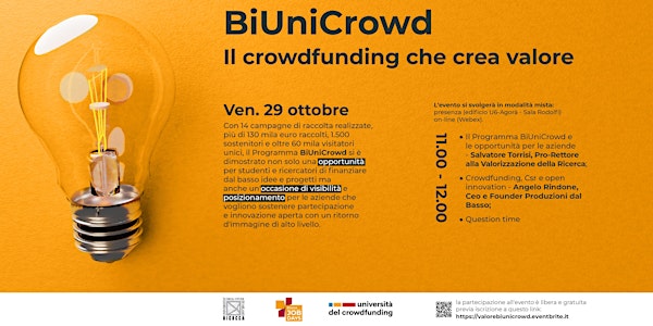 BiUniCrowd, il crowdfunding che crea valore