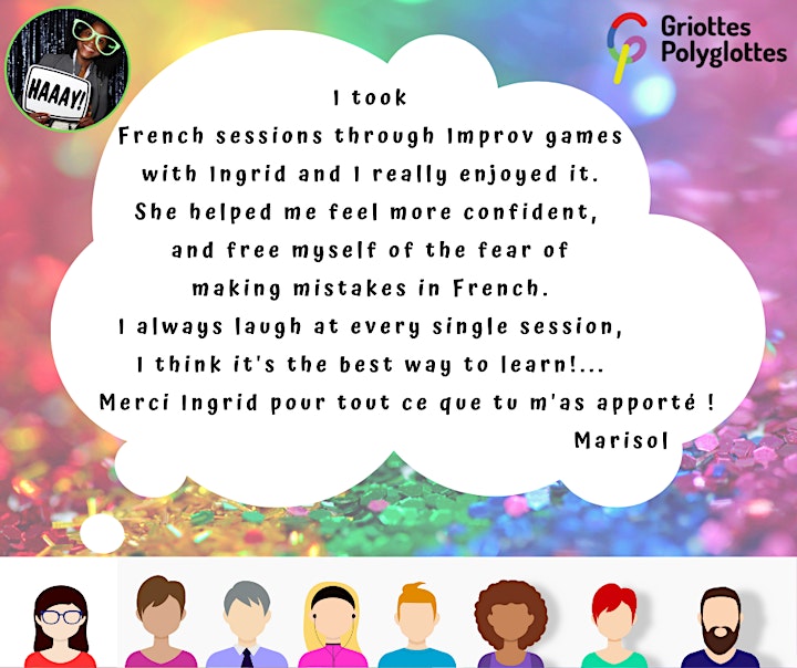 Practice French with Fun & Improv - Online - 1 or  4  or  8 Sessions Series image
