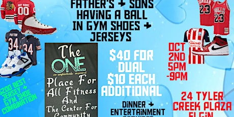 Father's and Son's Having A Ball In Gym Shoes And Jerseys primary image