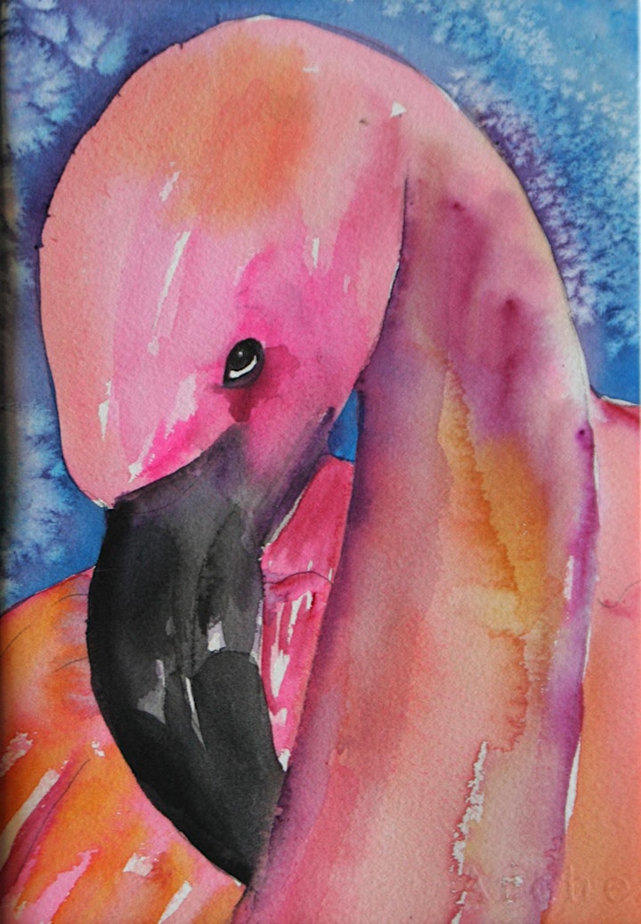 
		Watercolor Fancy Flamingos with Phyllis Gubins image
