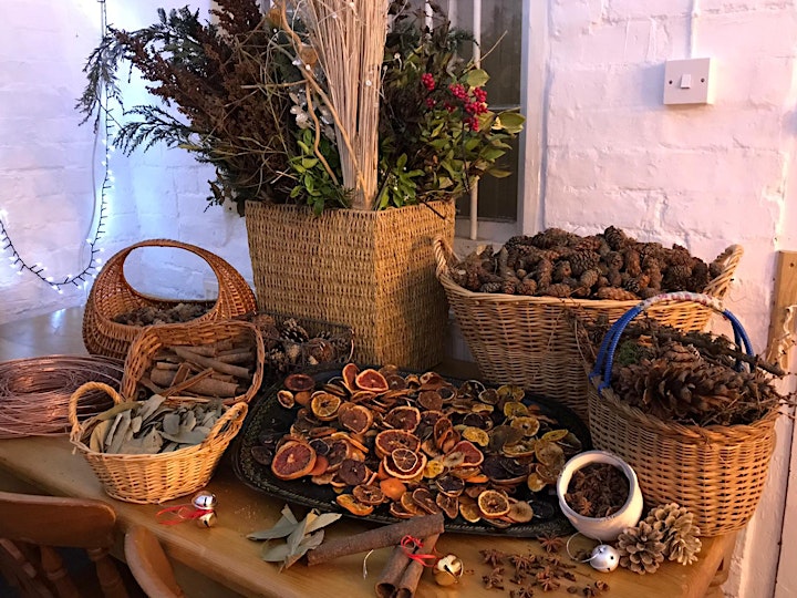 Christmas wreath making workshop. Includes Free prosecco and cake. image