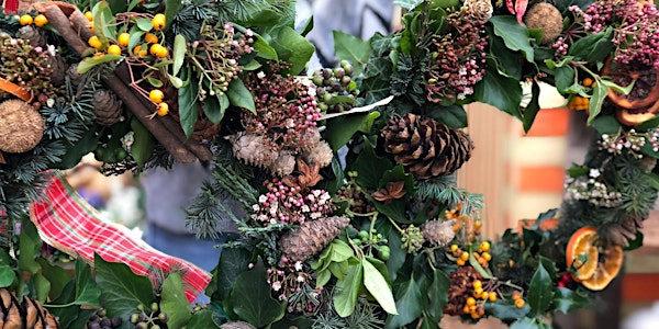 Christmas wreath making workshop. Includes Free prosecco and cake.