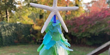 10” Sea Glass Tree with Robin