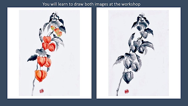 
		Sumi-e Ink Painting workshop "Coloured Hozuki - winter cherry " with KOSHU image
