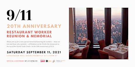 9/11 20th Anniversary: Restaurant Worker Reunion & Memorial