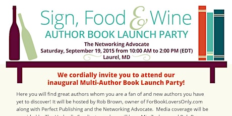 Sign, Food & Wine Author Book Launch Party primary image