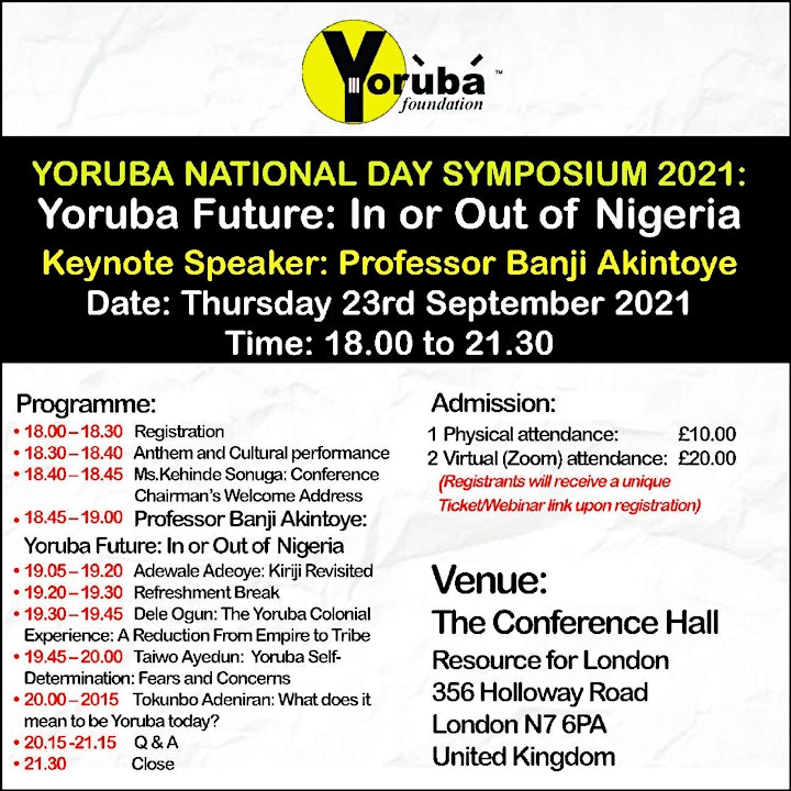 YORUBA NATIONAL DAY SYMPOSIUM 2021: Yoruba Future: In or Out of Nigeria image