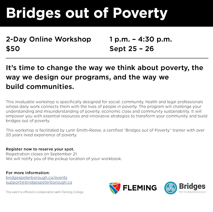 2-day Bridges Out of Poverty Workshop - Online (Sept 25th & 26th, 1-4:30pm) image