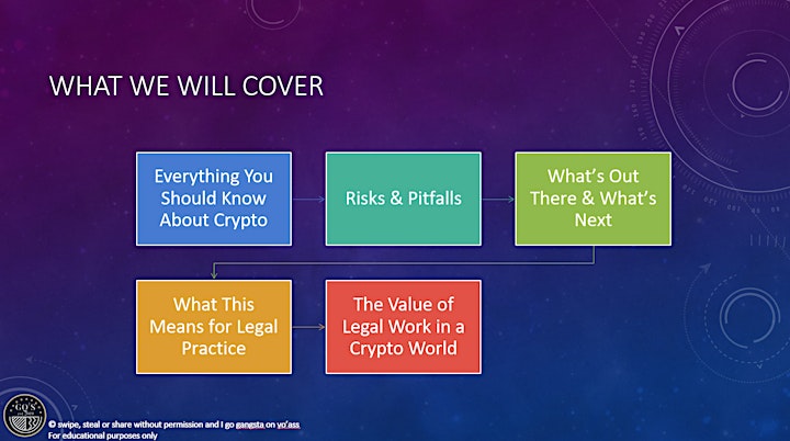 
		Crypto for Lawyers in 60 Minutes (Sunday 12 December 2021 @ 11:00am AEST) image

