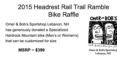 Rail Trail Ramble - Bike Raffle (15 tickets for $20): Web special 33% discount primary image
