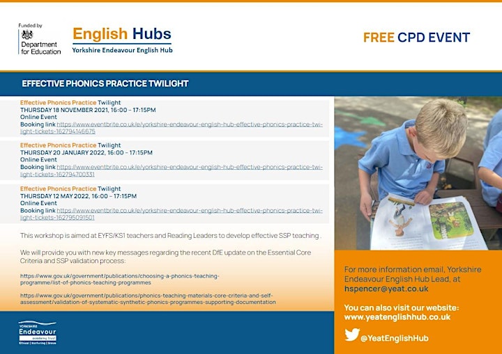 Yorkshire Endeavour English Hub - Effective Phonics Practice Twilight image