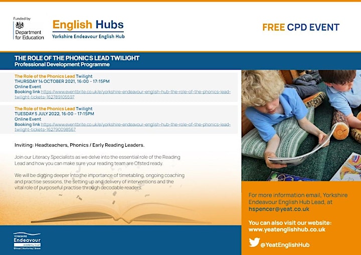 Yorkshire Endeavour English Hub - The Role of the Phonics Lead Twilight image