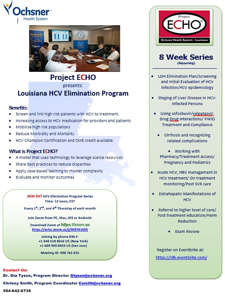 Free CME - Louisiana's Hepatitis C Elimination Program Project Echo Series7 image