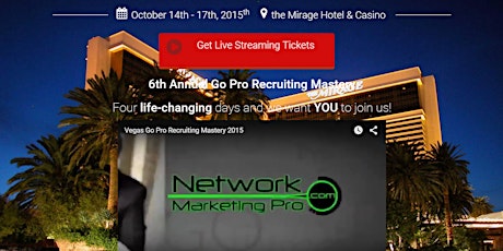 LIVE Stream Viewing of Master Recruiting Go Pro Event (Eric Worre, Tony Robbins, Robert Kiyosaki, Rob Proctor) primary image