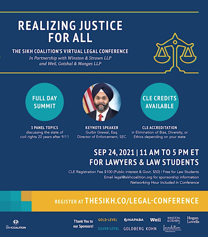 "Realizing Justice for All"  Virtual Legal Conference image