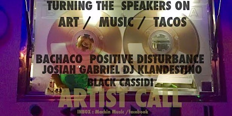 "Turning the speakers on'' BACHACO ,POSITIVE DISTURBANCE,JOSIAH GABRIEL, primary image