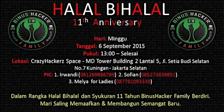 Halal Bihalal & 11'th Anniversary Binus Hacker Family primary image