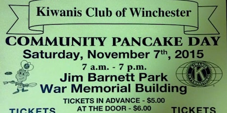 Winchester Kiwanis Fall Community Pancake Day : Just $5 primary image