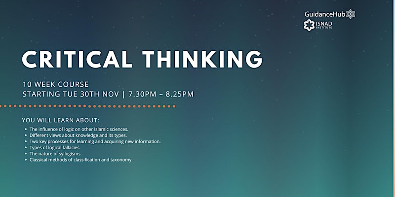 Critical Thinking – (Every Tue from 30th Nov | 10 Weeks | 7:30PM)