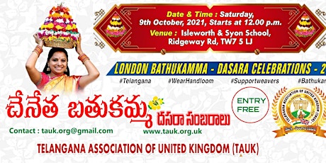 London Bathukamma & Dasara Celebrations 2021 - TAUK - Hounslow primary image