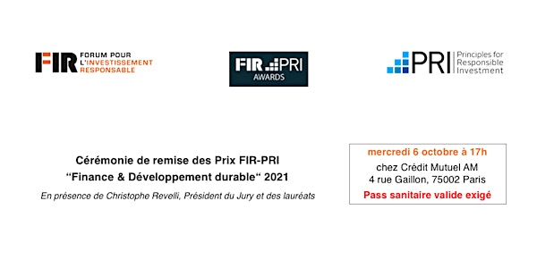 Cérémonie de remise des ¨Prix FIR-PRI “Finance & Développement durable“