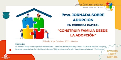 Imagen principal de 7ma. Jornada sobre Adopción -  "CONSTRUIR FAMILIA DESDE LA ADOPCIÓN"