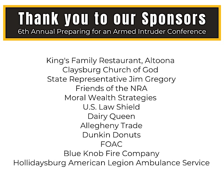 6th Annual Preparing for an Armed Intruder Conference - Claysburg, PA image