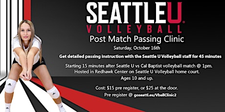 Imagen principal de Seattle U Volleyball Passing Clinic