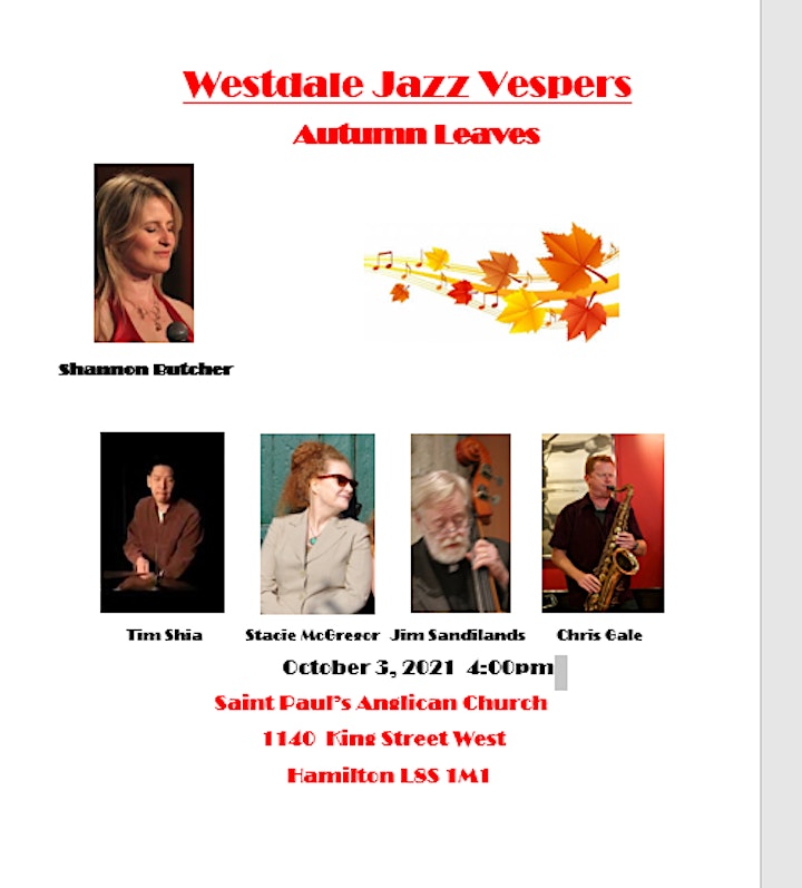 Westdale Jazz Vespers at St. Paul's Anglican Church Westdale image