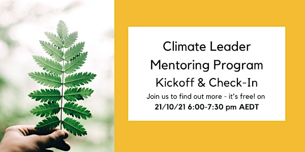 Climate Leader Mentoring Program Kickoff & Check-In