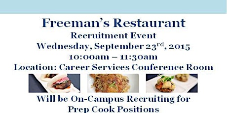 Freeman's Restaurant Recruitment Event primary image