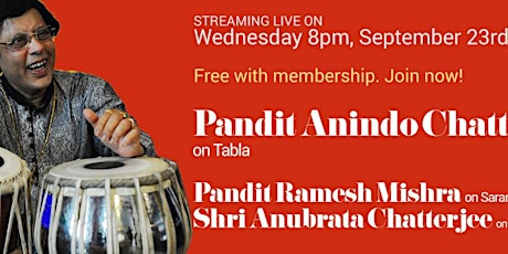 SangeetSabha presents a Tabla Solo by Pandit Anindo Chatterjee-Pandit Ramesh Mishra on Sarangi primary image