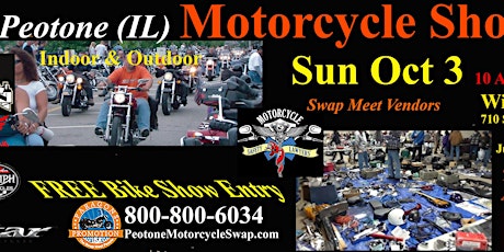 37th Annual Peotone (IL) Motorcycle Swap Meet, Sun Oct 3rd, 2021, 10am-3pm primary image