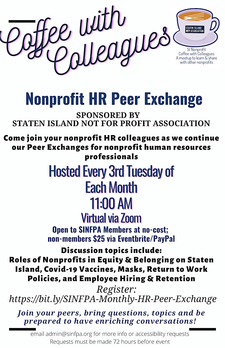 
		Monthly SINFPA Human Resource Staff  "Coffee with Colleagues" Peer Exchange image
